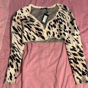 Wild Patterned Crop Top Cardigan